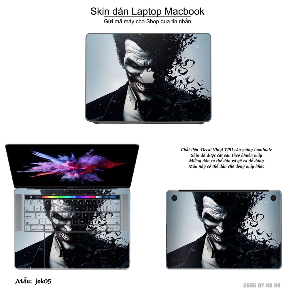 Skin dán Macbook mẫu Joker (đã cắt sẵn, inbox mã máy cho shop)