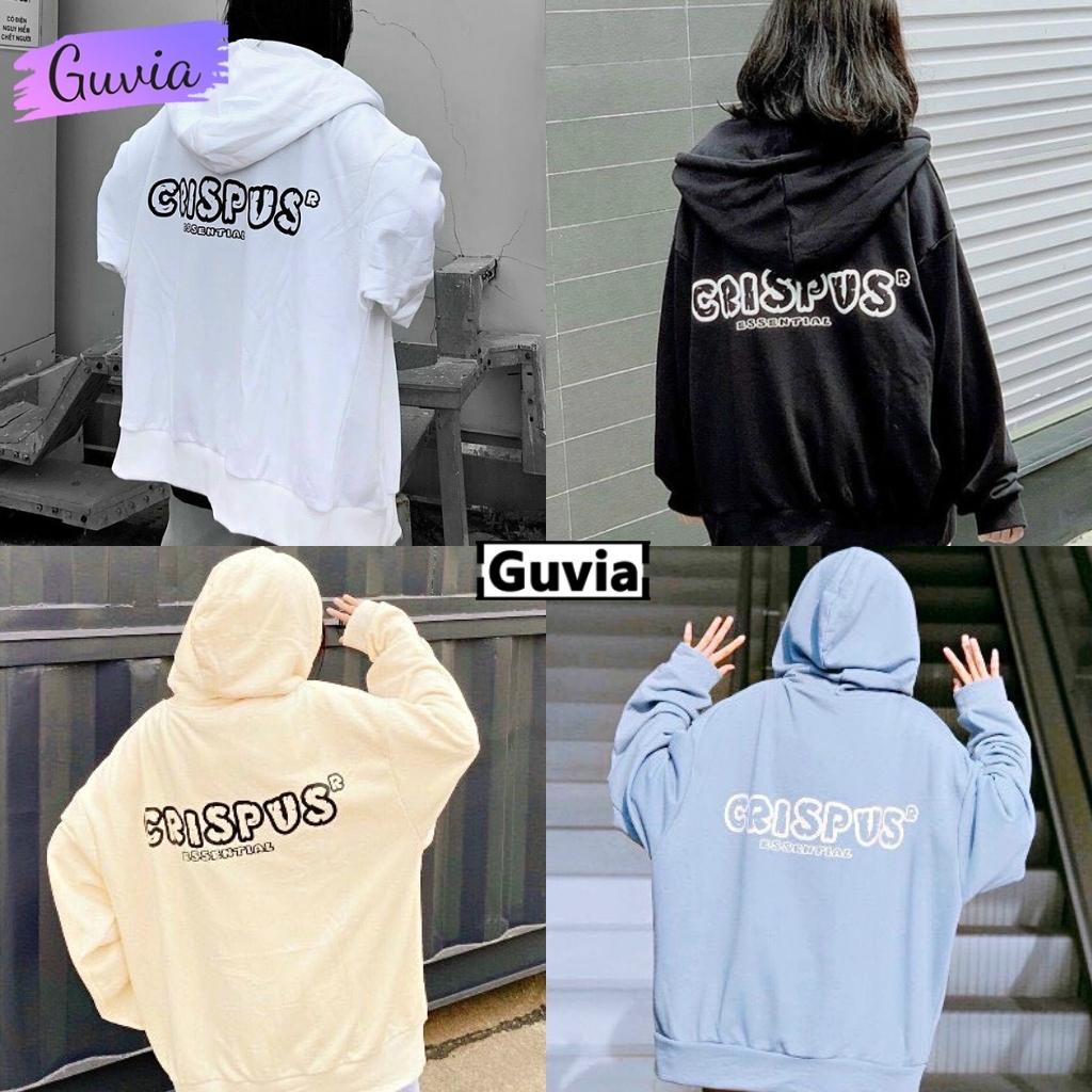 Áo Khoác Nỉ CRISPUS Dây Kéo Nam Nữ Ulzzang Unisex Form Rộng Chữ Thêu Đẹp GUVIA