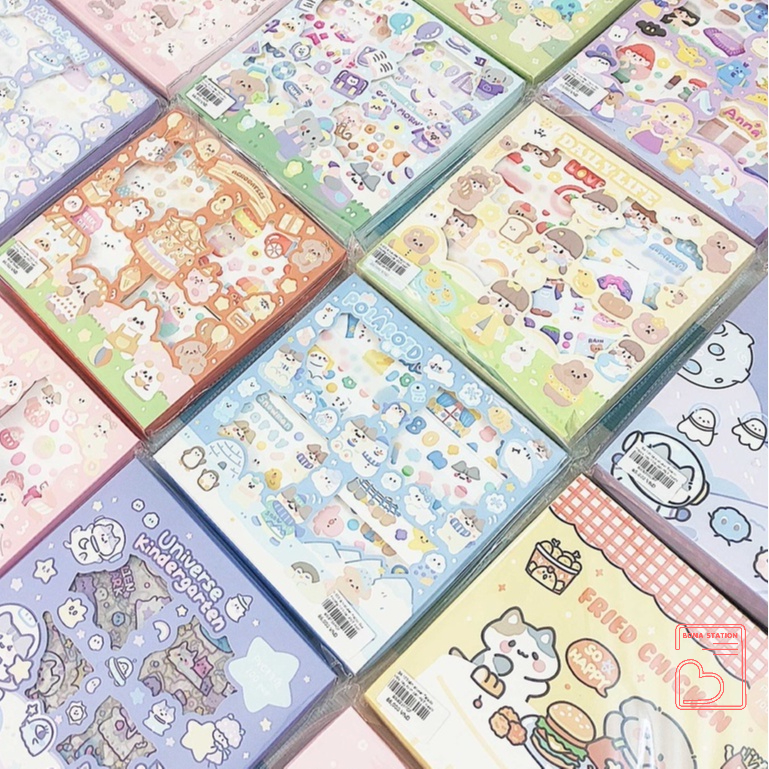 Bộ 100 tấm sticker Happy day dễ thương hình dán PET washi trang trí sổ