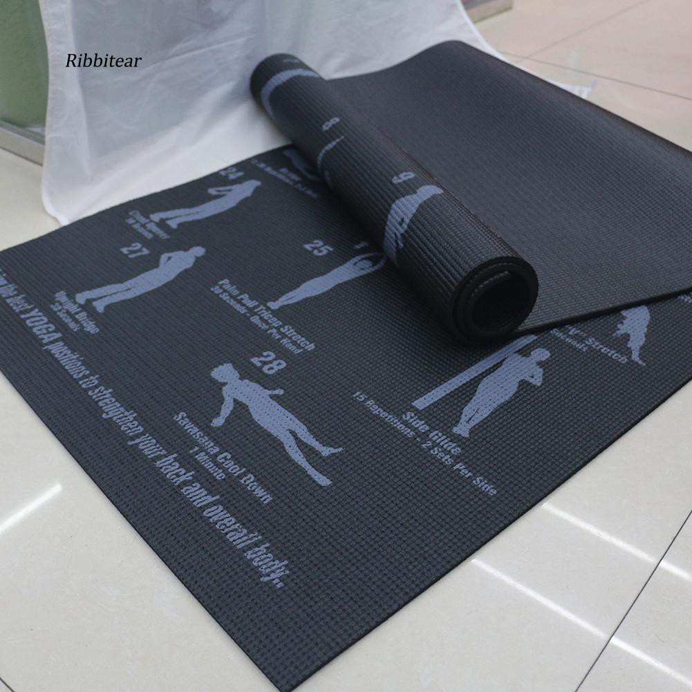 Thảm PVC kích thước 173cm x 61cm x 0.6cm chống trượt có in các tư thế tập yoga tiện dụng