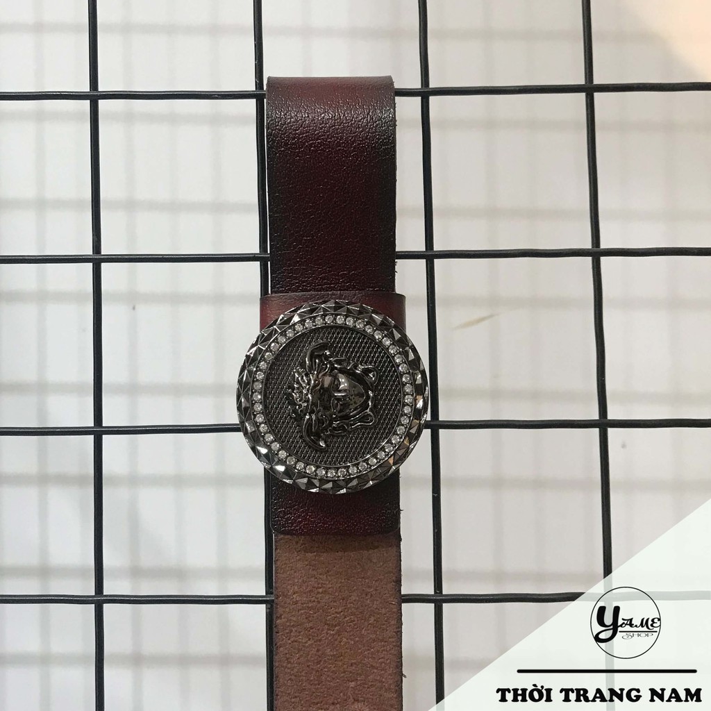 Dây lưng nam da bò mặt tròn xám D08.1