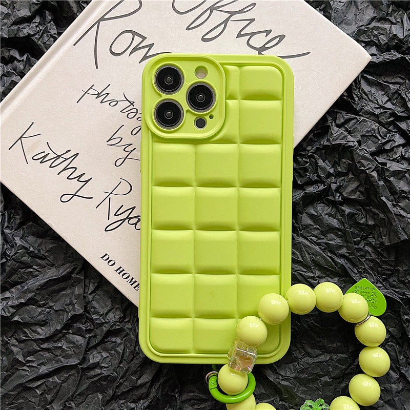 Ốp Điện Thoại IMD Hình Vuông Họa Tiết Kẻ Ô 3D Màu Xanh Bạc Hà / Xanh Lá / Đỏ Cho iphone 13 pro max 12 pro max 11 pro max XS max XR X XS