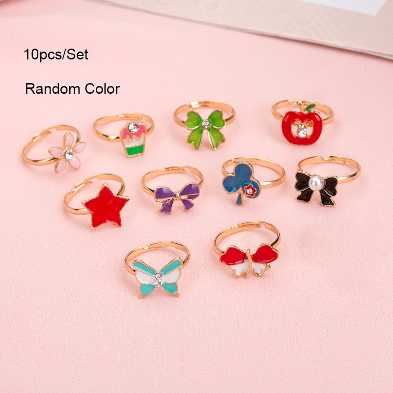 Set 10 Nhẫn Hợp Kim Hoạt Hình Dễ Thương Cho Bé