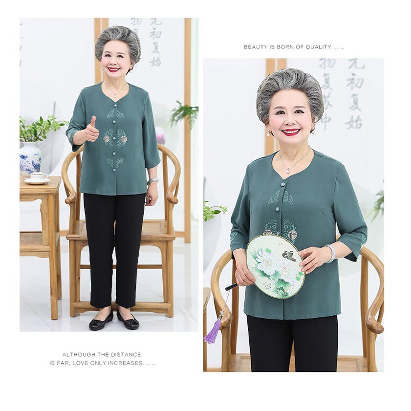 Bô Quần Áo Cho  Người già - Bộ Đồ Trung Niên Cao cấp VT2M