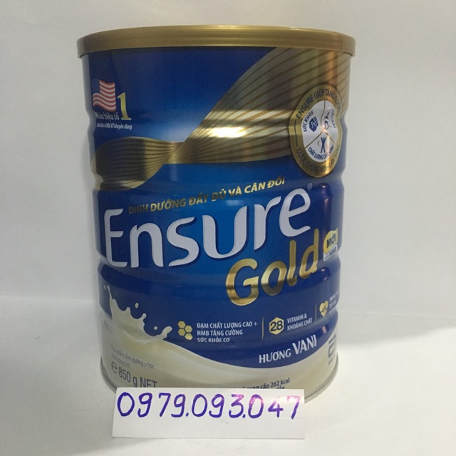 Sữa Ensure Gold-850g hương Vali (date: 5/2024)
