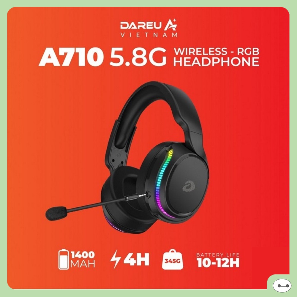 TAI NGHE KHÔNG DÂY GAMING DAREU A710 LED RGB WIRELESS 5.8G HÀNG CHÍNH HÃNG