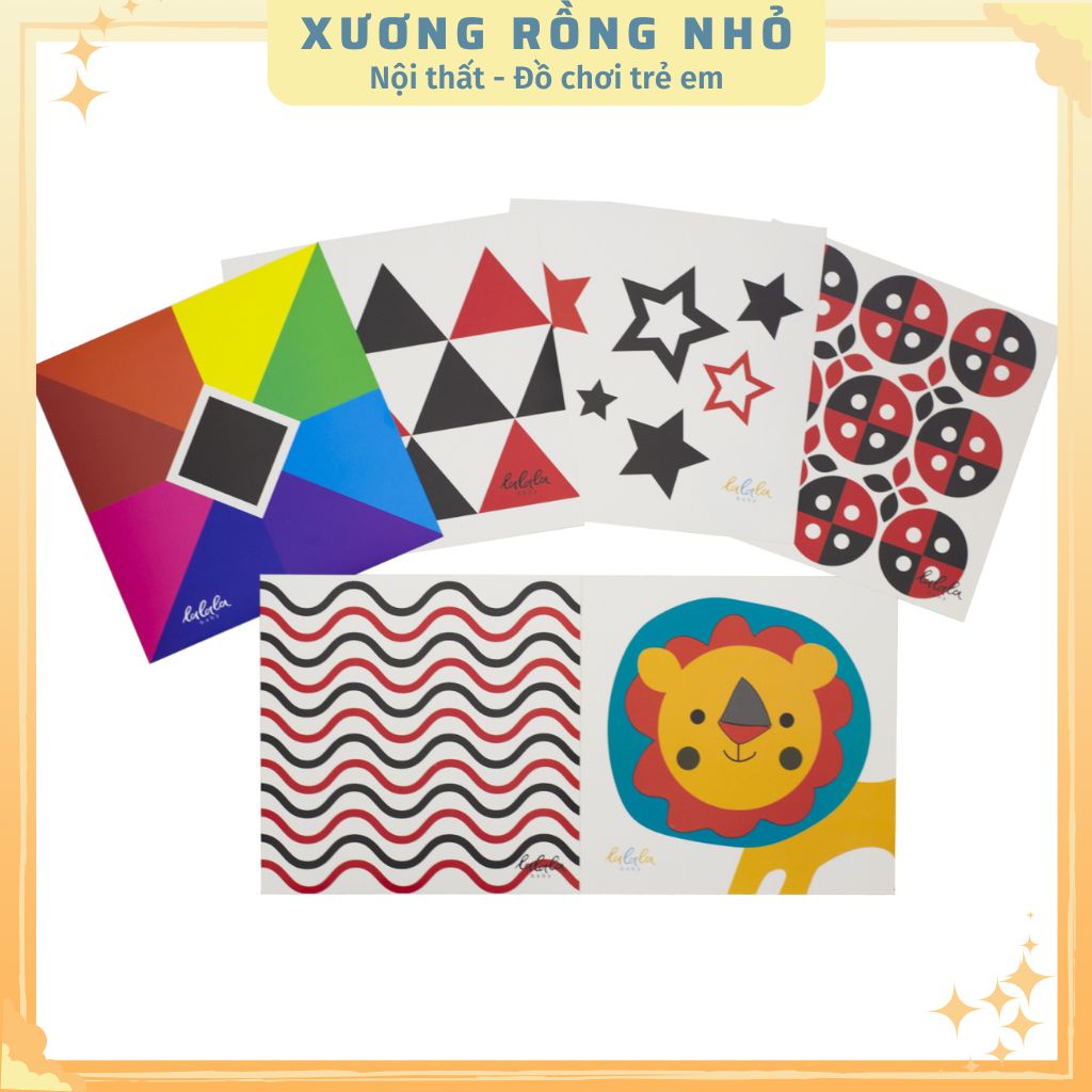 Thẻ kích thích thị giác cho trẻ sơ sinh dán tường đen trắng Lalala Baby giúp bé phát triển trí thông minh