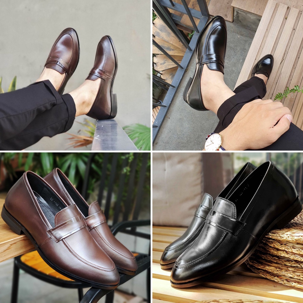 Giày Lười Loafer Tăng Chiều Cao Da Bò Nguyên Tấm Santoro Mã TCM575