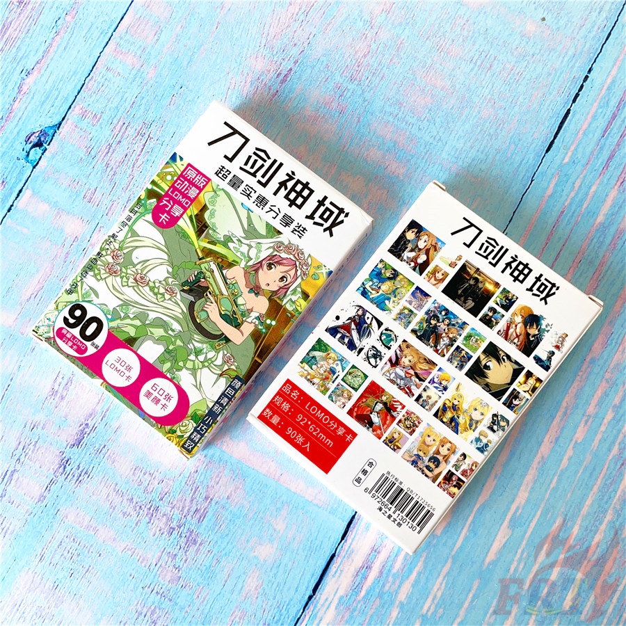 ❤ Bộ 90 Thẻ Hình Nhân Vật Anime Sword Art Online Xinh Xắn ❤ Set 30 Tấm Bưu Thiếp Mini 6.2×6.2cm + 60 Tấm Lomo 3×3.1cm