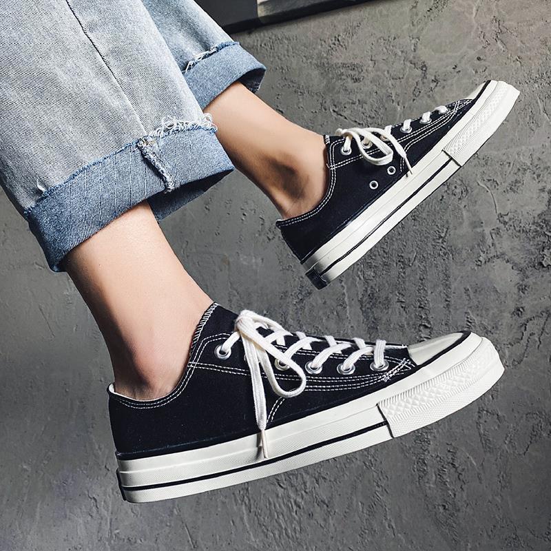 Giày Vải Canvas Cổ Thấp Phong Cách Retro Hàn Quốc Trẻ Trung Cho Nam