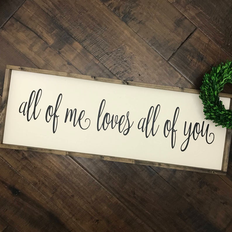 Tranh gỗ handmade "All of Me Loves All of You Sign" decor trang trí treo tường Vintage