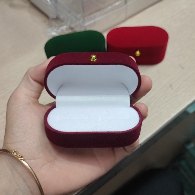 Hộp Nhung Đựng Trang Sức Nhẫn Đôi Sẵn 3 Màu Như Ảnh