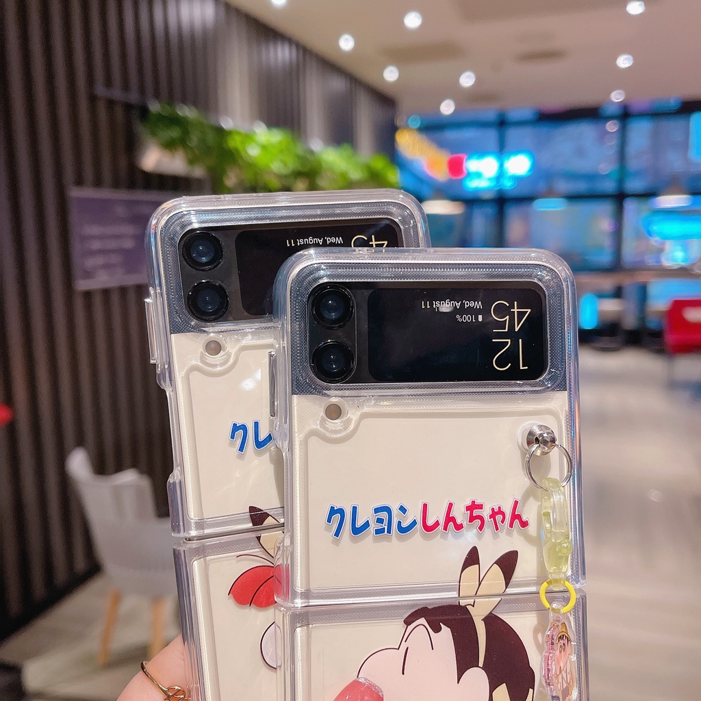 Ốp Điện Thoại PC Cứng Trong Suốt Chống Sốc Hình Cậu Bé Bút Chì Cho Samsung Galaxy Z Flip 3 5G