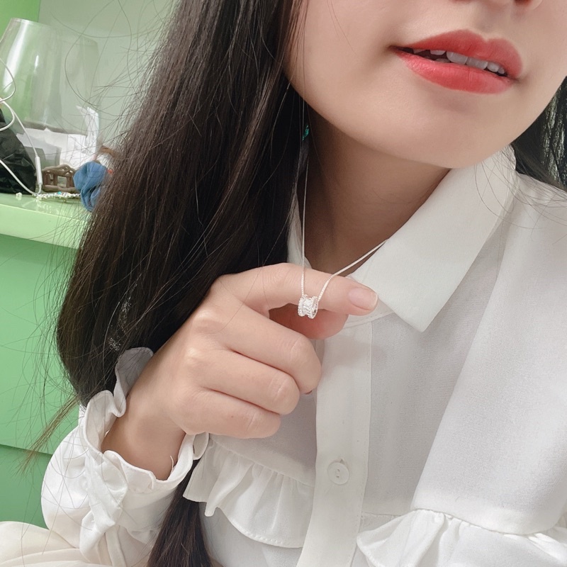Dây chuyền bạc nữ DaLiA Jewelry mặt viên tròn đá pha lê cá tính vòng cổ bạc thật 925 không gỉ