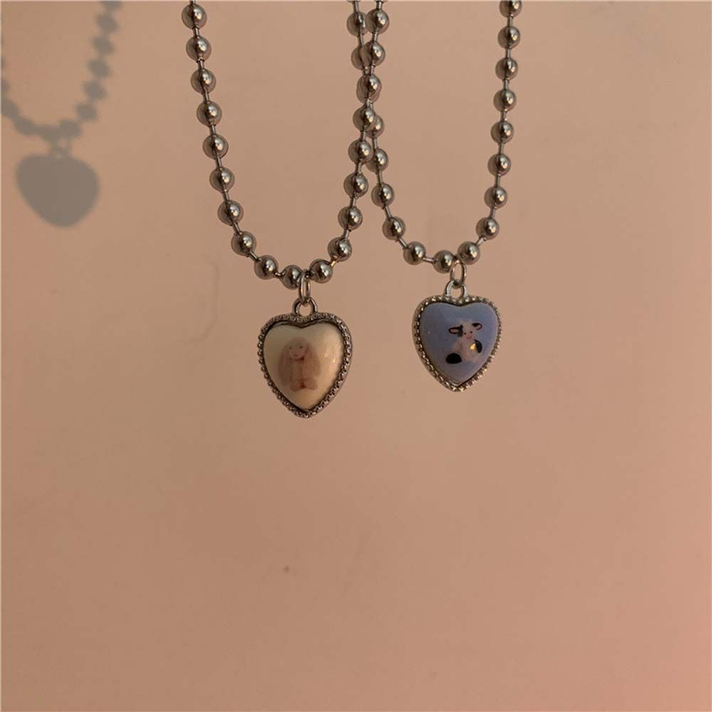 Vòng Cổ Choker Mặt Hình Trái Tim / Thỏ Dễ Thương Nhiều Màu Phong Cách Hàn Quốc Cho Nữ