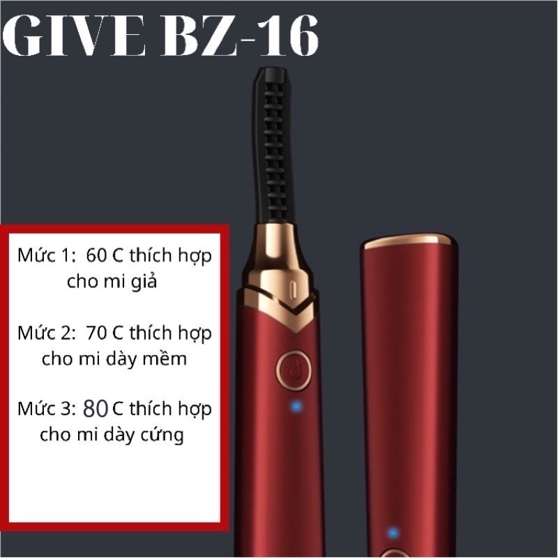 Máy uốn mi nhiệt 3 nấc nhiệt độ GIVE BZ-16, uốn cong mi tức thì..chăm sóc da mắt...giữ nếp 24 giờ bảo hành 6 tháng