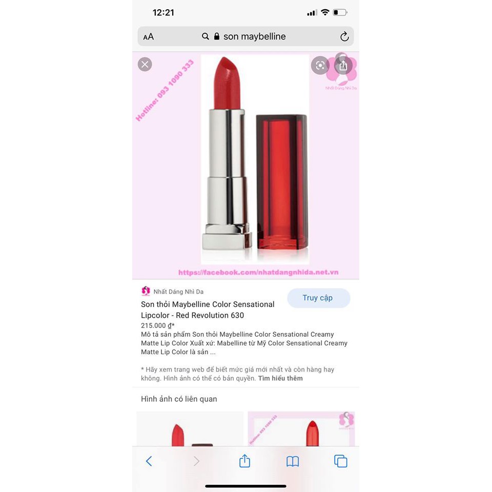 Son thỏi Maybelline Color Sensational Creamy Matte Lip Color