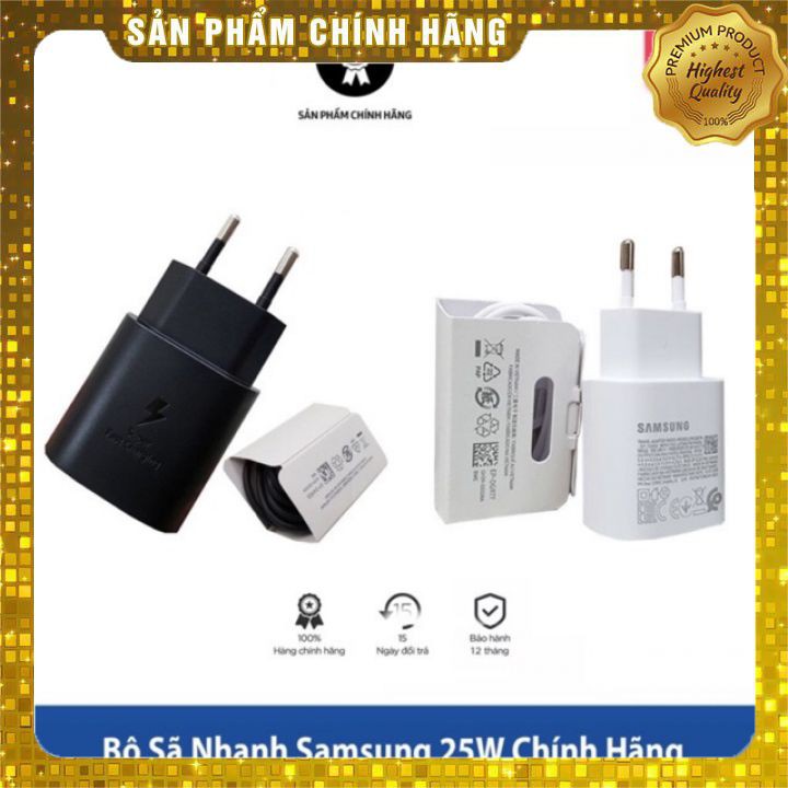 Bộ Sạc Nhanh 25W Samsung Note10/Note20/A70/A71/A80/A90/S20/S20Ultra CHÍNH HÃNG Cổng Type C - Hàng ZIN BÓC MÁY, BH 6 T