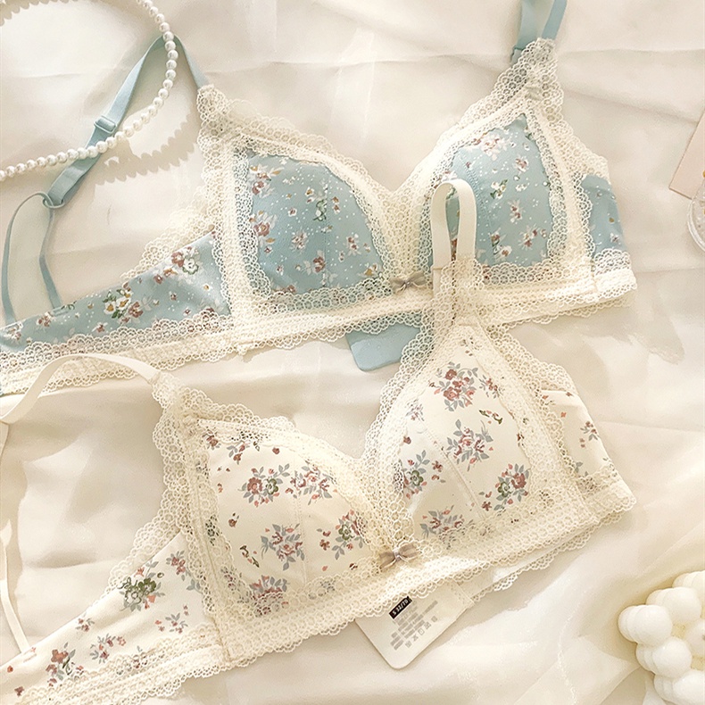 Áo Lót Nâng Ngực Không Gọng Viền Ren Hoa Phong Cách Pháp Gợi Cảm Có Thể Điều Chỉnh Thoải Mái Cho Nữ