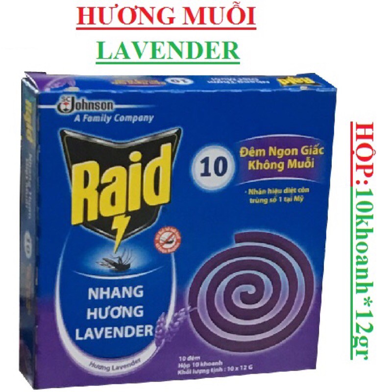 Nhan muỗi Raid hộp 10 khoanh.