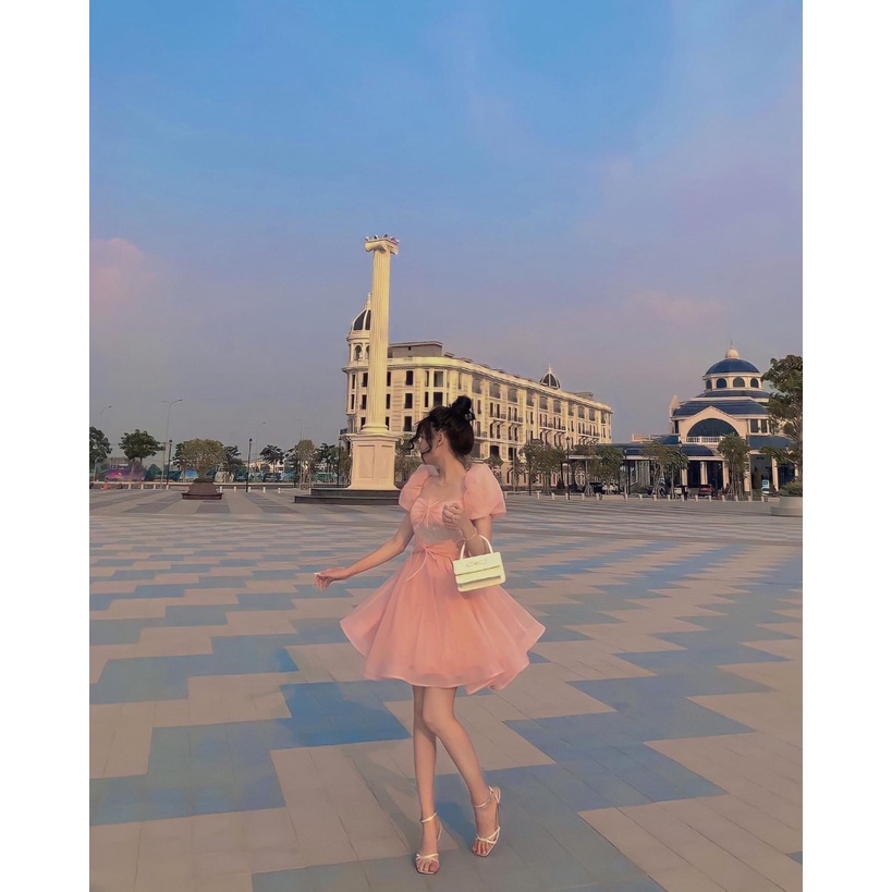 Mẫu HOT Trend -- Đầm Voan Xốp Phối Ren Tay Bèo Siêu Dễ Thương UP HHP Fashion