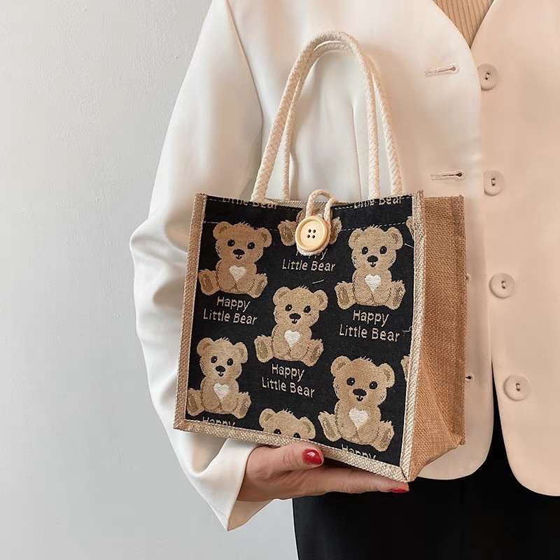 Túi cói túi tote mini nhiều hình đi biển nữ đẹp đi chơi thời trang dễ thương cute cá tính phong cách Vintage
