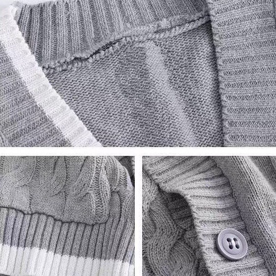 Áo Cardigan Len Thừng Logo Chất Dày Dáng Dài