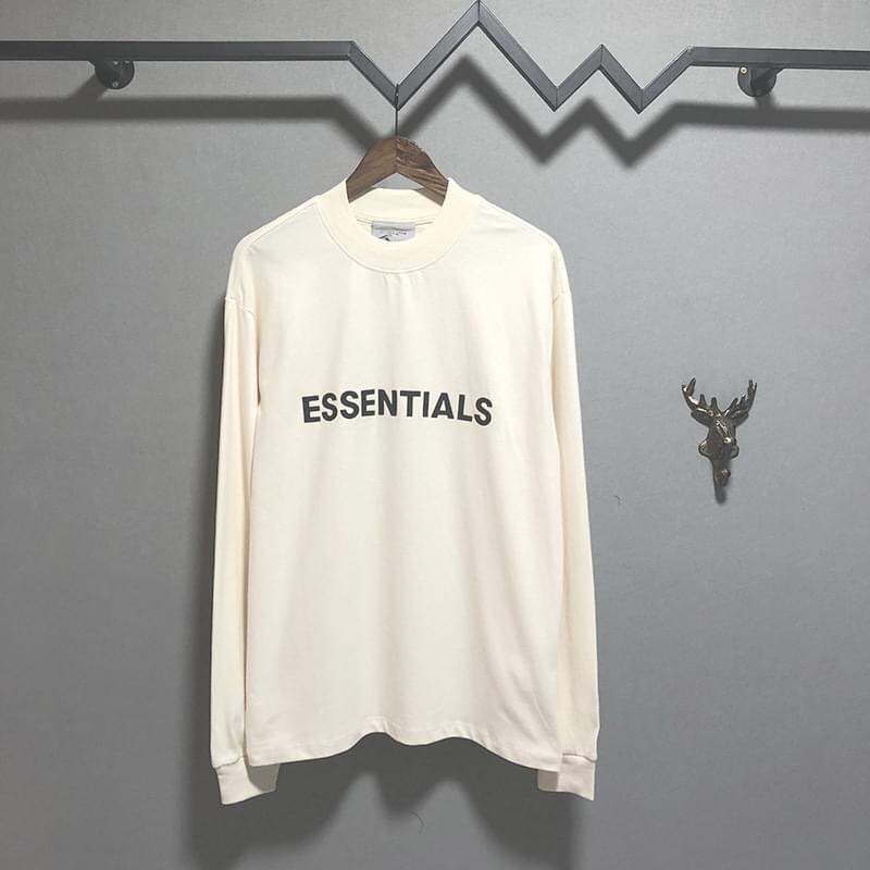 Áo thun tay dài ESSENTIALS unisex form rộng 100% cotton thấm hút mồ hôi