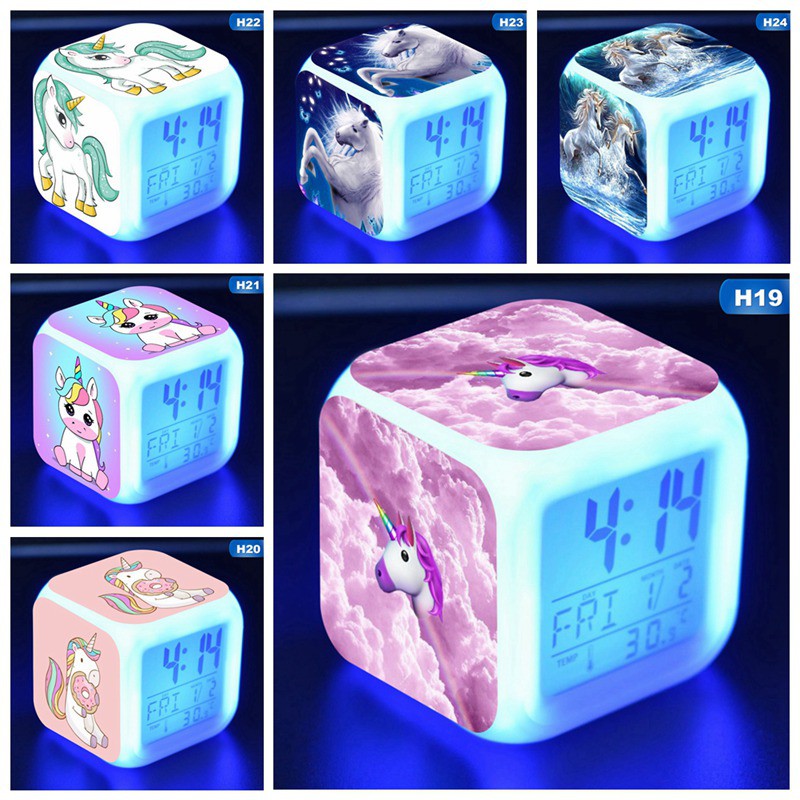 Đồng Hồ Báo Thức Để Bàn Hình Ngựa Một Sừng Dễ Thương Cho Bé