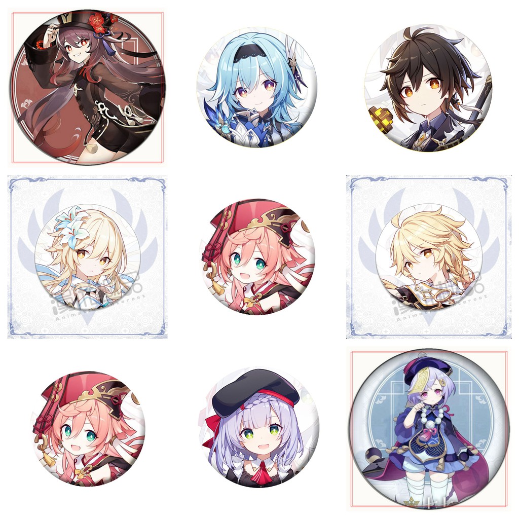 (mẫu mới) Huy hiệu cài áo IN HÌNH Eula Yanfei Hutao Qiqi Zhongli Genshin Impact game chibi dễ thương tiện lợi