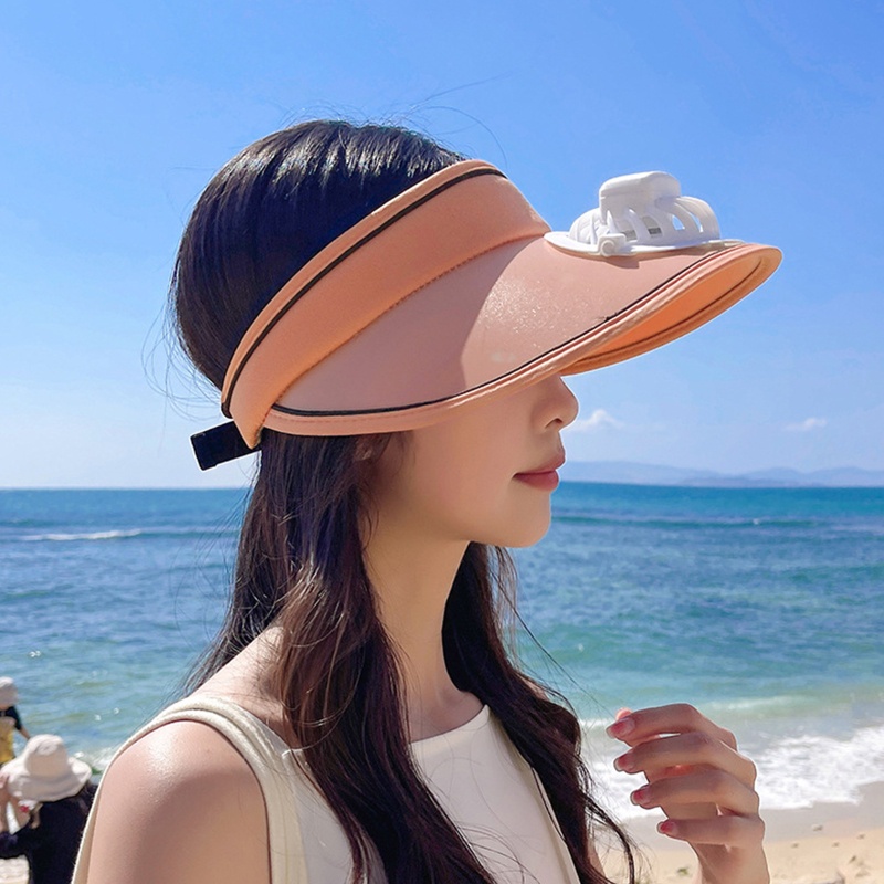 Mũ Chống Nắng Rỗng Chóp Điều Chỉnh Được Kèm Quạt Sạc USB Cho Hoạt Động Cắm Trại