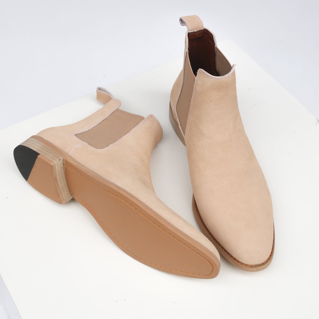 Giày Boots thời trang nam phong cách Chelsea Boots chất liệu màu tan da lộn | BigBuy360 - bigbuy360.vn