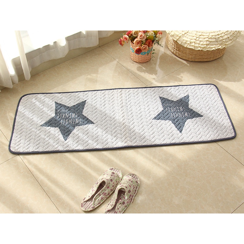 Thảm Chùi Chân Nhà Bếp, Nhà Tắm 100% Cotton Siêu Thấm Hút, Có Hạt Trống Trượt Bên Dưới -  Bộ Thảm Dài
