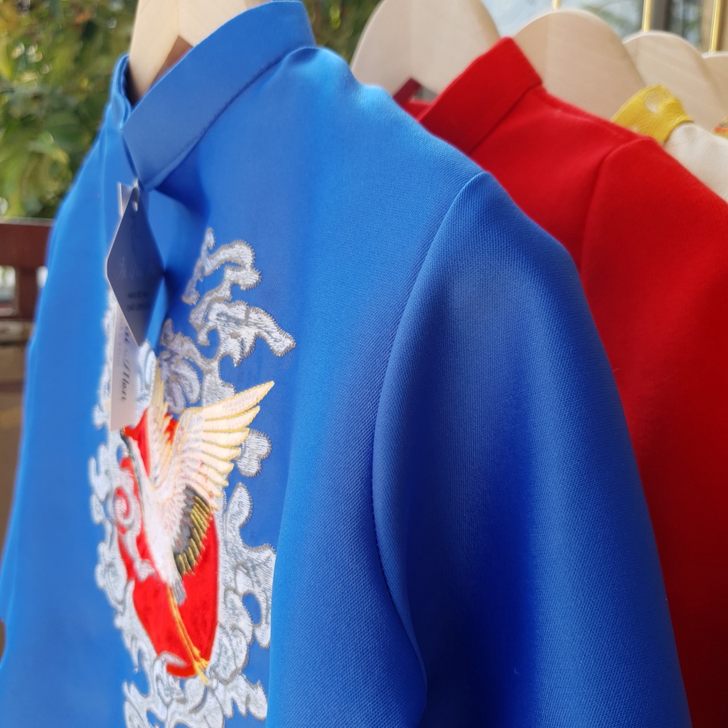 Áo Dài Cách Tân Bé Trai Thêu Hạc Mây