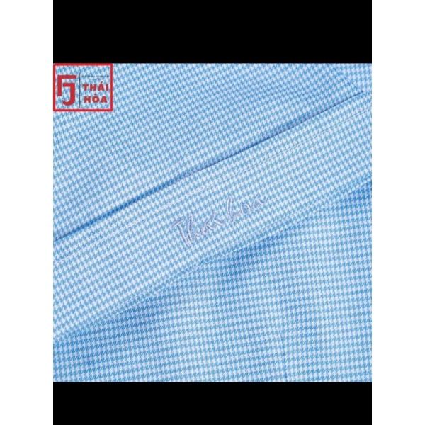 Áo sơ mi nữ Thái Hòa sọc caro màu xanh dương đậm