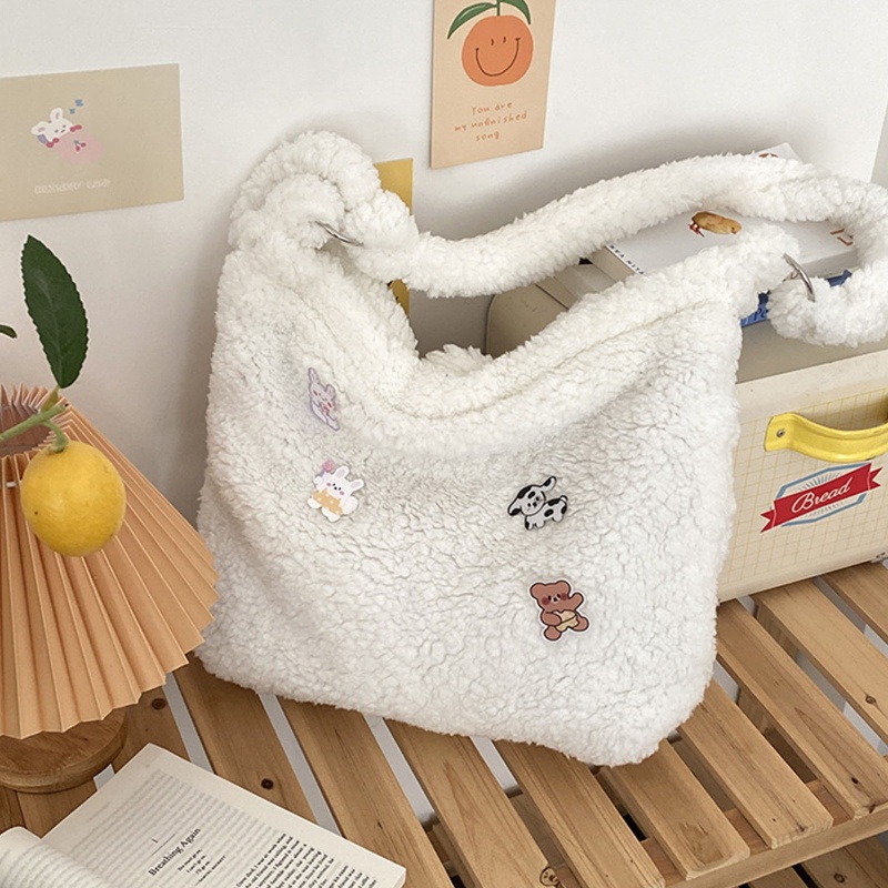 Túi Tote Đeo Vai / Xách Tay Bằng Vải Bông Mềm Mại Sức Chứa Lớn Họa Tiết Hoạt Hình Cho Nữ