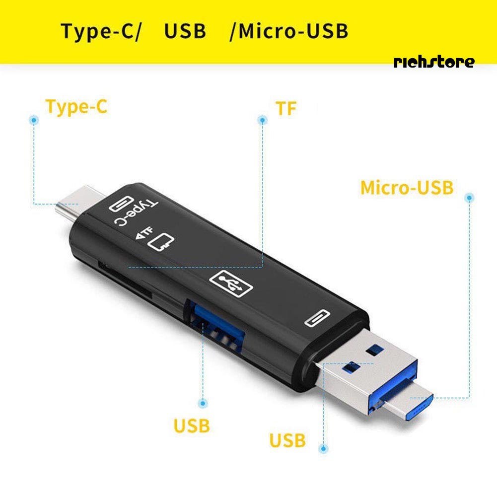 Đầu Đọc Thẻ Nhớ 5 Trong 1 Usb 3.0 Type-c Micro Otg Tf | BigBuy360 - bigbuy360.vn