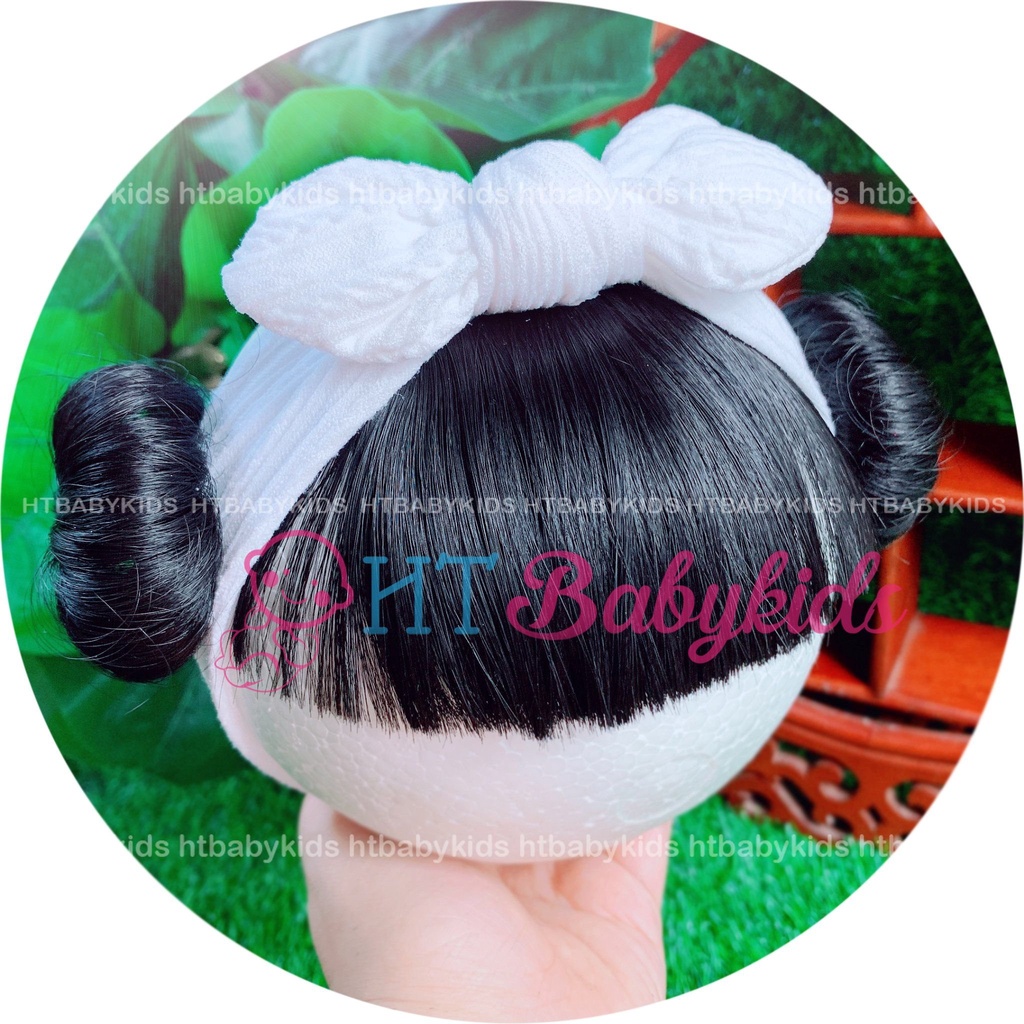 [Ảnh thật] Tóc Giả Cho Bé Gái ❤️ Set Búi Natra + Băng Đô Mái Búi Có Gắn Nơ Đáng Yêu