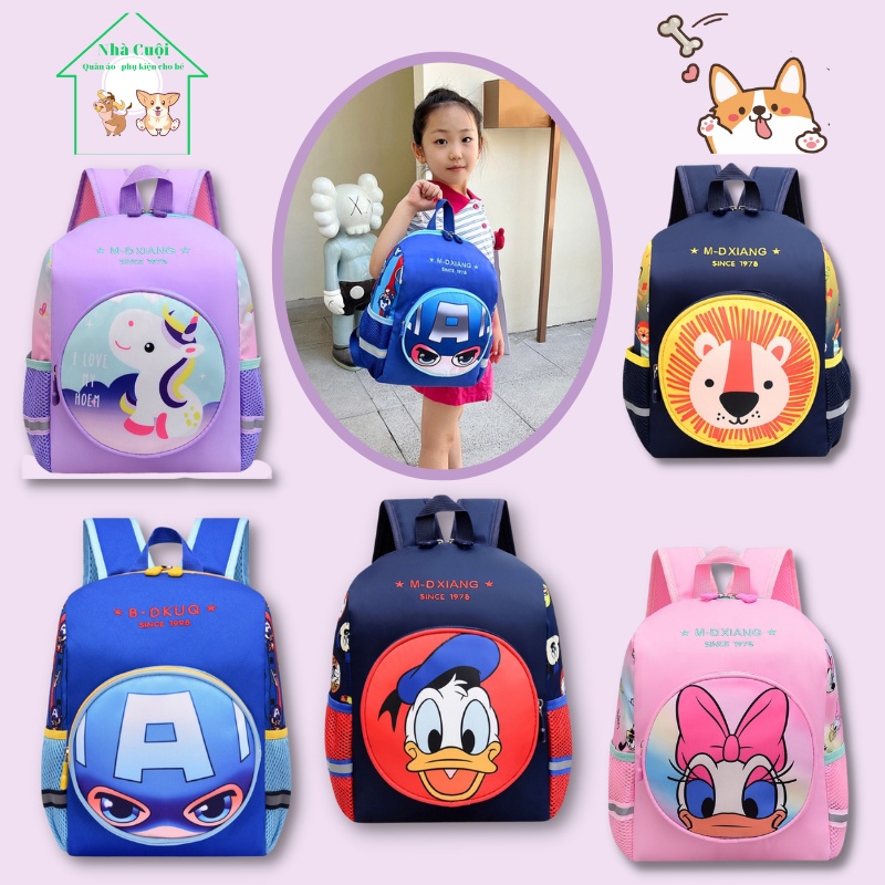 Balo trẻ em, ba lô đi học mẫu giáo mầm non siêu nhẹ Ngựa pony Công chúa Sư tử Caption Kỳ lân Unicorn nhà Cuội