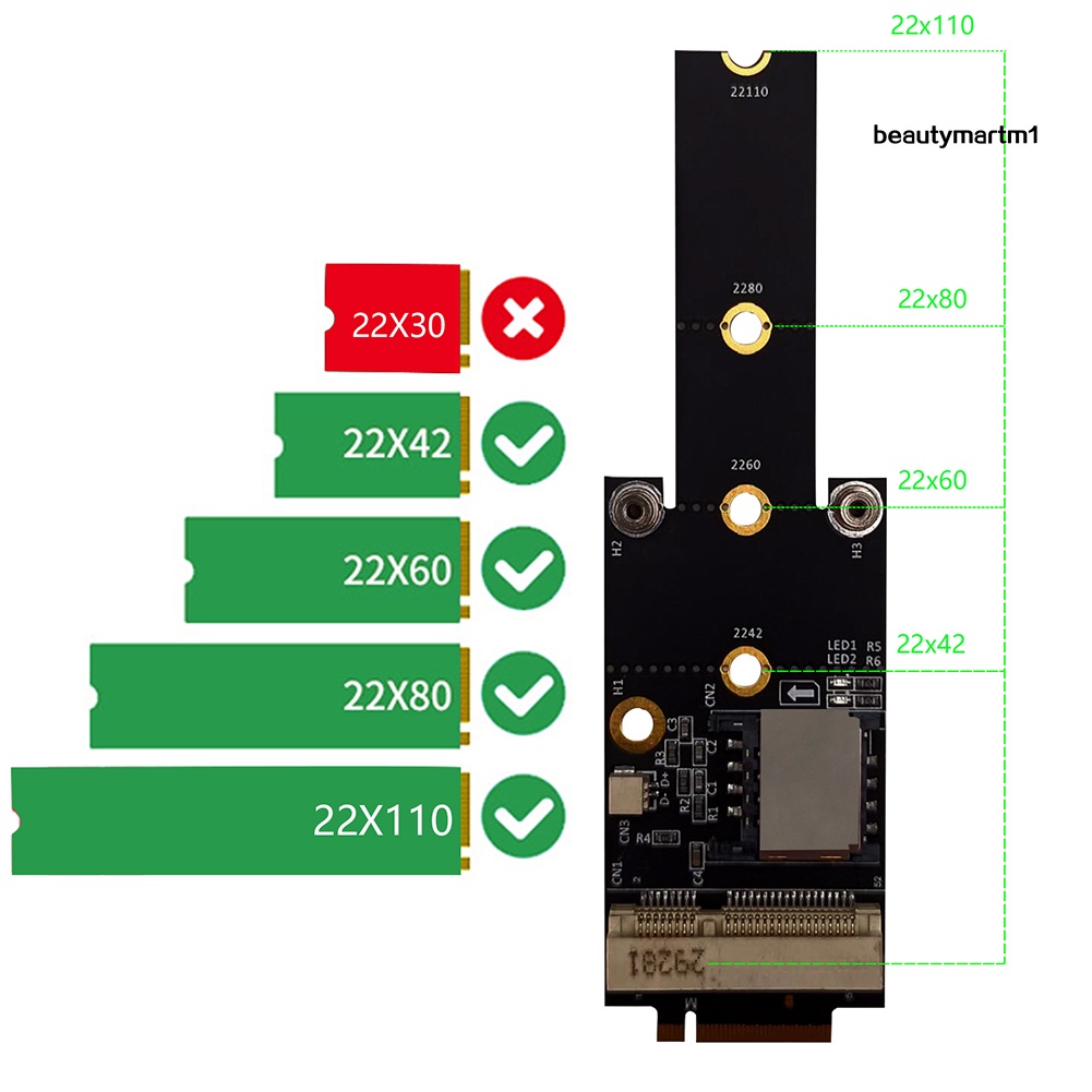 Bộ Chuyển Đổi Pci-E Sang Ngff M.2 Key M A / E Có Khe Cắm Thẻ Sim Led | BigBuy360 - bigbuy360.vn