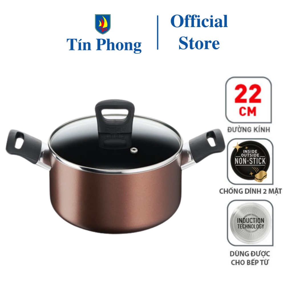 Nồi chống dính thân cao Tefal Day By Day 22cm(G1436105) - lớp phủ TITANIUM Bền với hơn 16,000 lần chà nhám