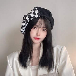 Western style autumn and winter 2021 plaid pattern beret hat for women