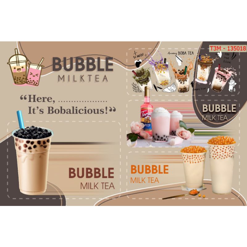 Tranh dán tường 3D trang trí quán trà sữa, ăn vặt nhận in theo yêu cầu liên hệ 0367199384