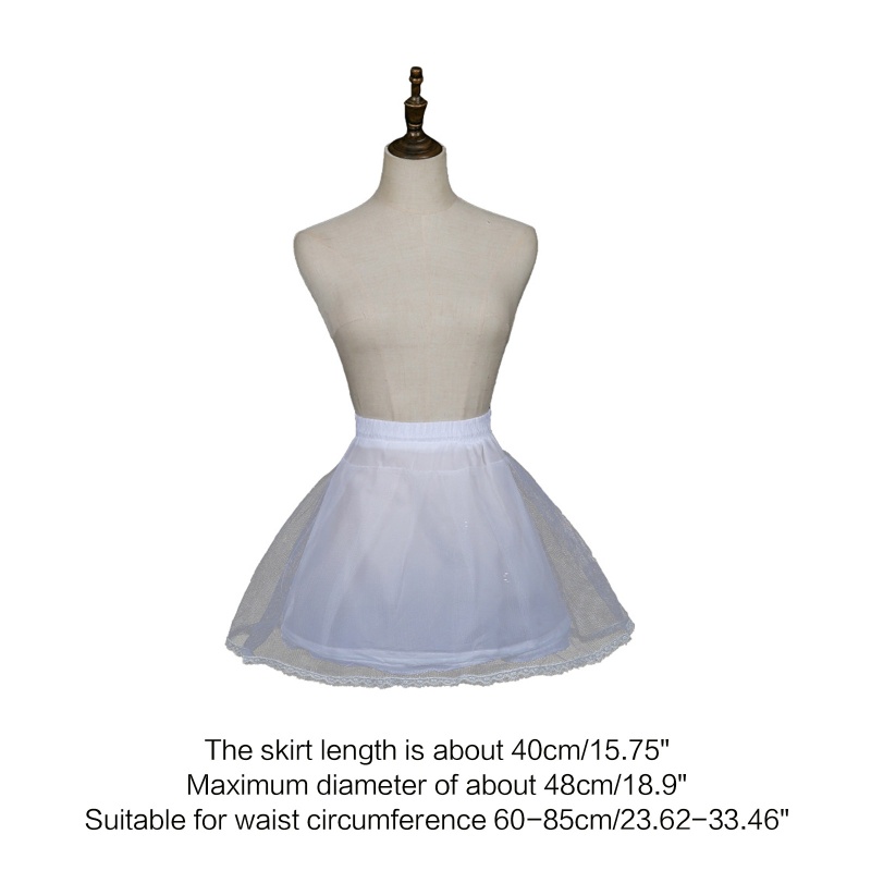 Chân Váy Xòe Ngắn 16 Inch Phối Ren Hoa Xinh Xắn Cho Bé Gái