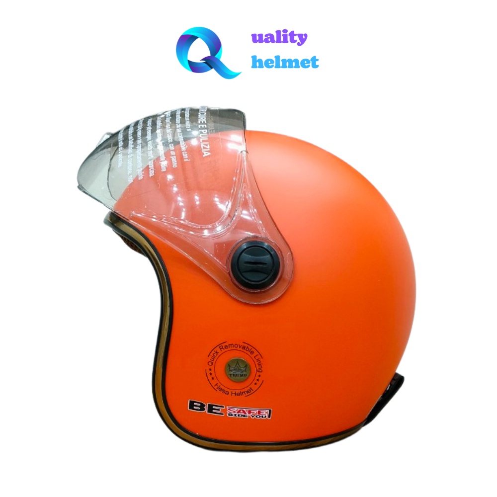 Mũ hảo hiểm 3/4 trùm đầu cao cấp cam có kính hàng chính hãng bảo hành 12 tháng