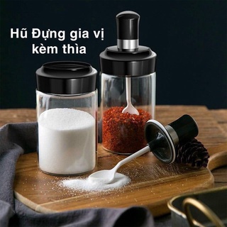 Hủ đựng gia vị bằng thuỷ tinh kèm muỗng
