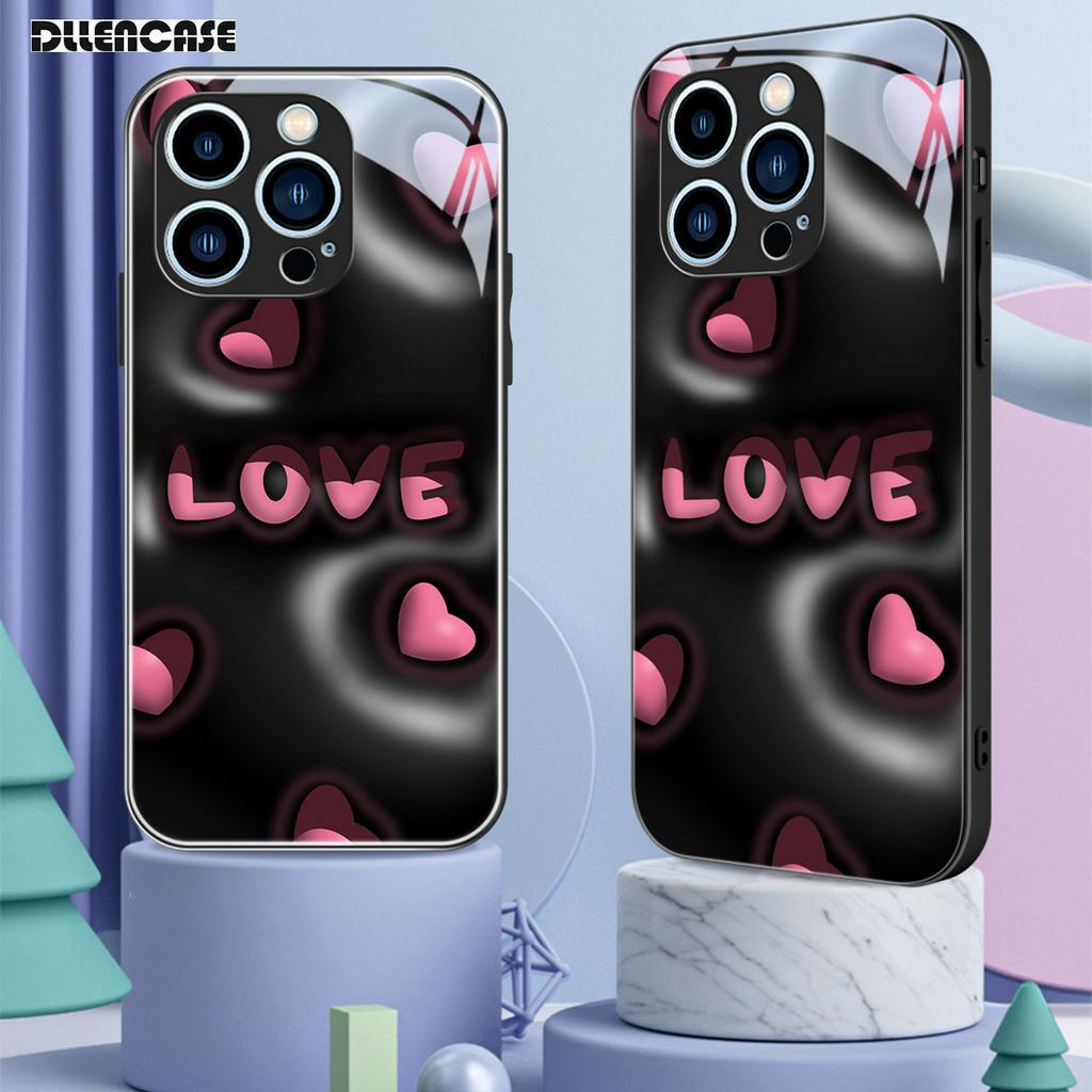 Ốp Điện Thoại Mặt Kính Cường Lực D098 Cho iPhone 14 Pro Max 14 Plus 13 12 11