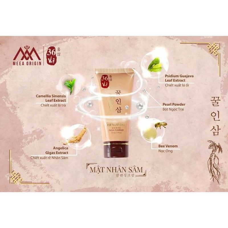 SỬA RỮA MẶT MẬT NHÂN SÂM 36vị