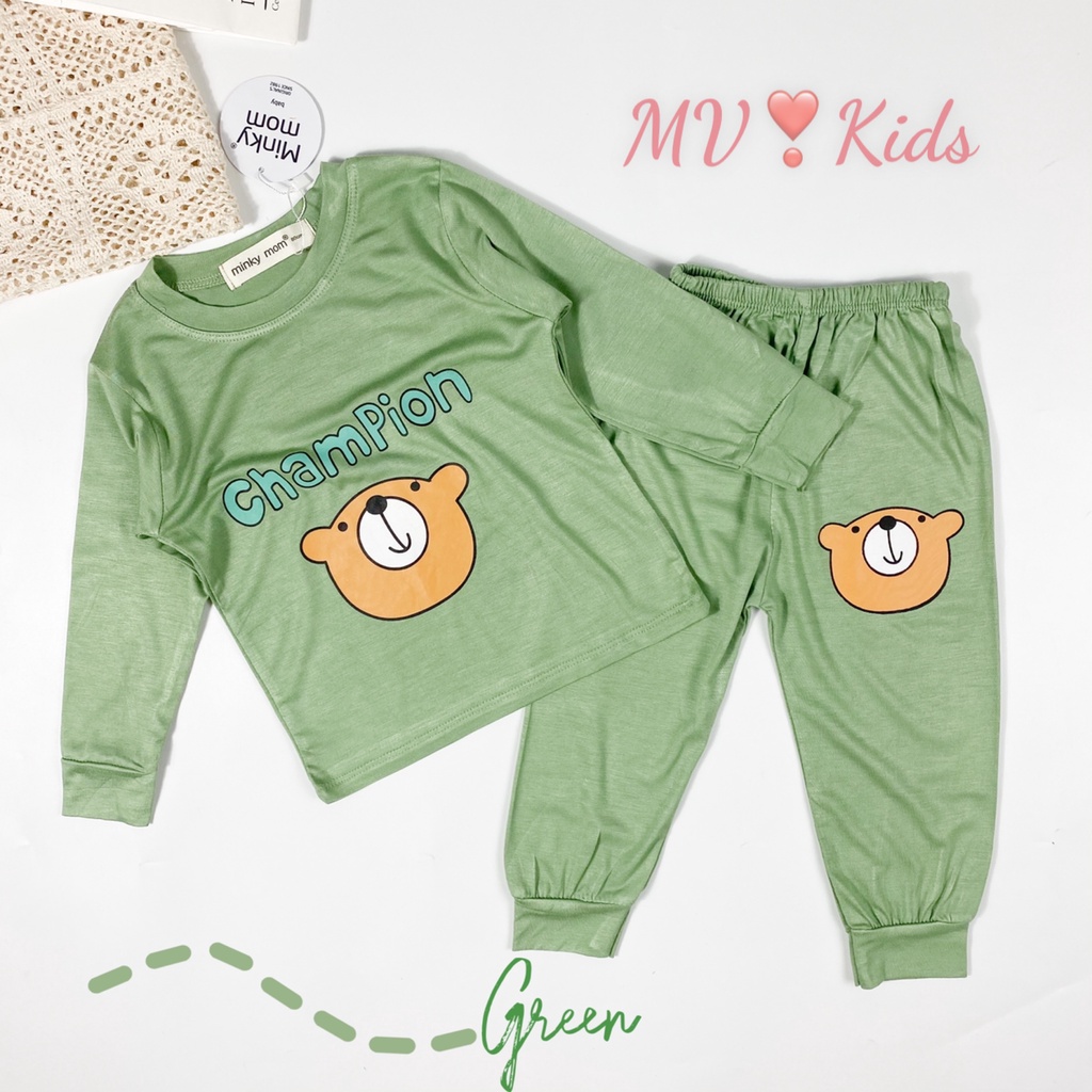 SALE] Bộ Quần Áo Bé Gái, Bé Trai Minky Mom Vải Thun Lạnh in hình miu hồng... Dài Tay Cho Bé