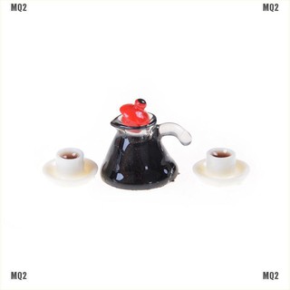 [MQ2]3Pcs Coffee Pot Cup and Saucer Set Dollhouse Miniature MQ2 Decor